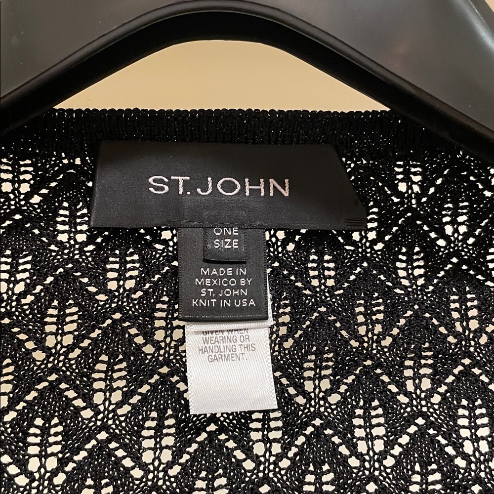 St. John Black Lace Knit Shaw - Picture 2 of 7
